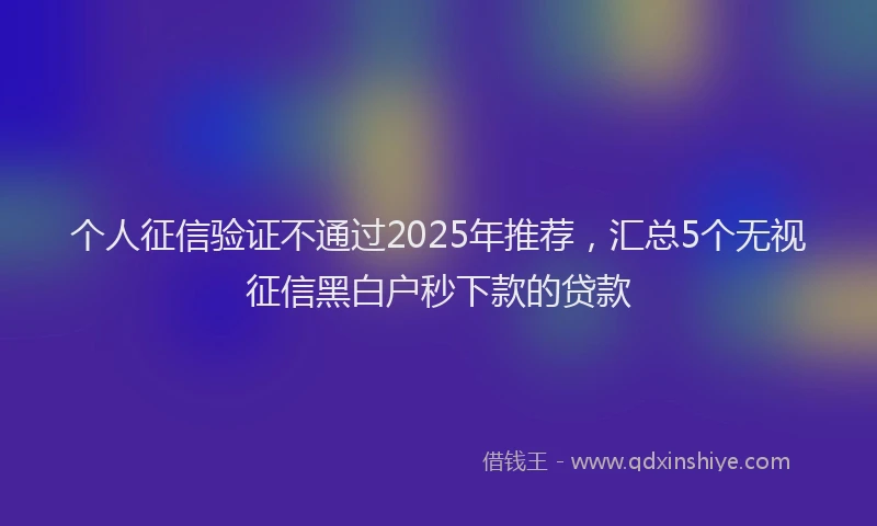 个人征信验证不通过2025年推荐，汇总5个无视征信黑白户秒下款的贷款