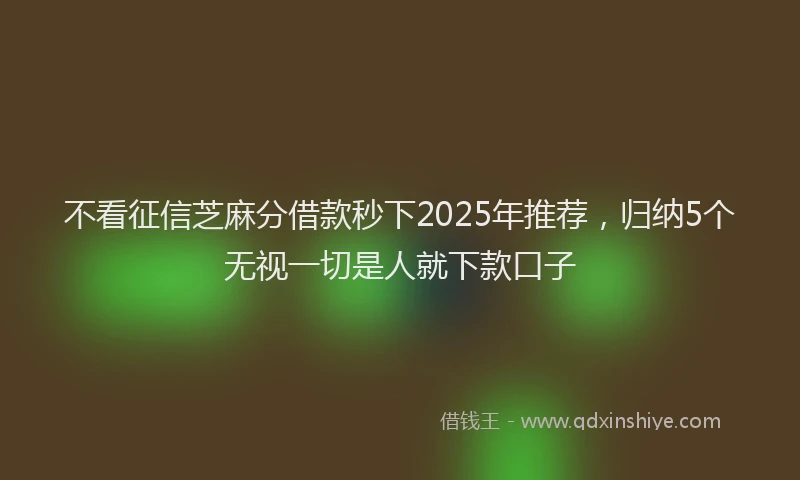 不看征信芝麻分借款秒下2025年推荐，归纳5个无视一切是人就下款口子