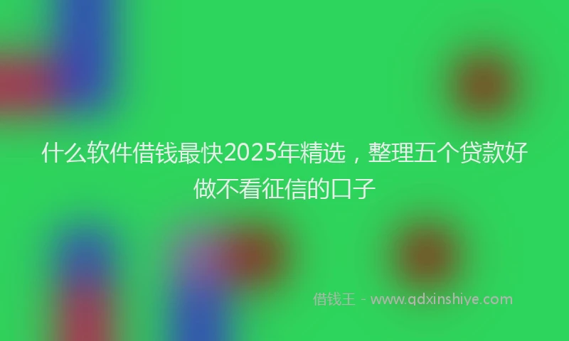 什么软件借钱最快2025年精选，整理五个贷款好做不看征信的口子
