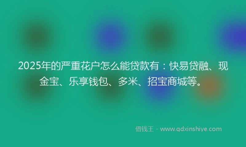 2025年的严重花户怎么能贷款有：快易贷融、现金宝、乐享钱包、多米、招宝商城等。