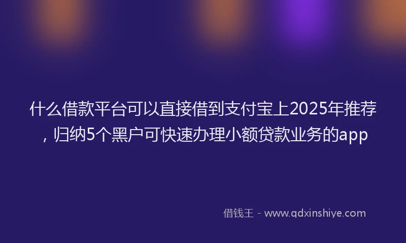 什么借款平台可以直接借到支付宝上2025年推荐，归纳5个黑户可快速办理小额贷款业务的app