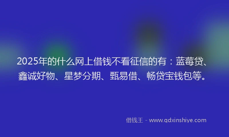 2025年的什么网上借钱不看征信的有：蓝莓贷、鑫诚好物、星梦分期、甄易借、畅贷宝钱包等。