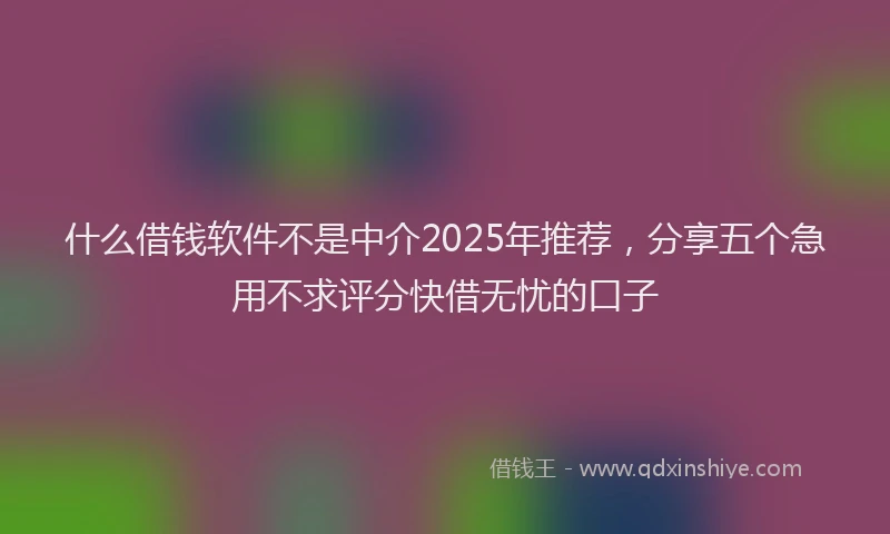 什么借钱软件不是中介2025年推荐，分享五个急用不求评分快借无忧的口子