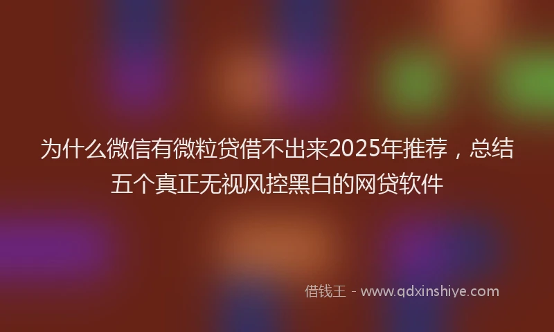 为什么微信有微粒贷借不出来2025年推荐，总结五个真正无视风控黑白的网贷软件