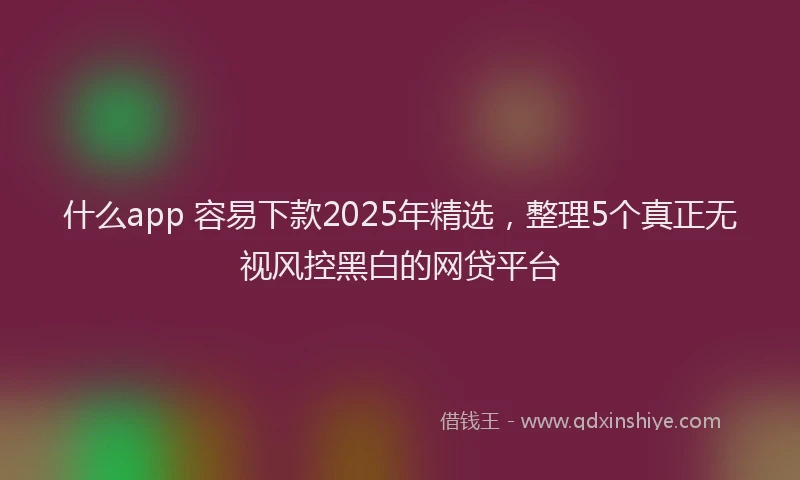 什么app 容易下款2025年精选，整理5个真正无视风控黑白的网贷平台