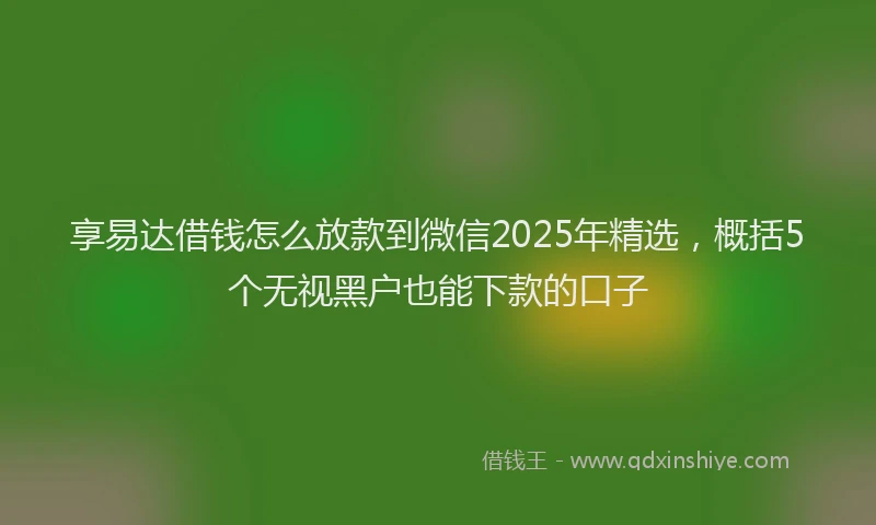 享易达借钱怎么放款到微信2025年精选，概括5个无视黑户也能下款的口子