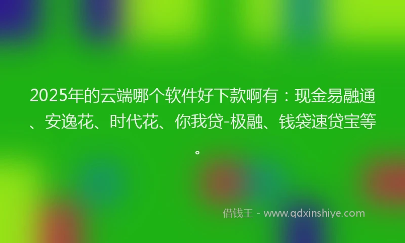 2025年的云端哪个软件好下款啊有：现金易融通、安逸花、时代花、你我贷-极融、钱袋速贷宝等。