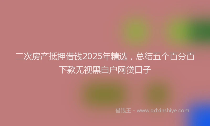 二次房产抵押借钱2025年精选，总结五个百分百下款无视黑白户网贷口子