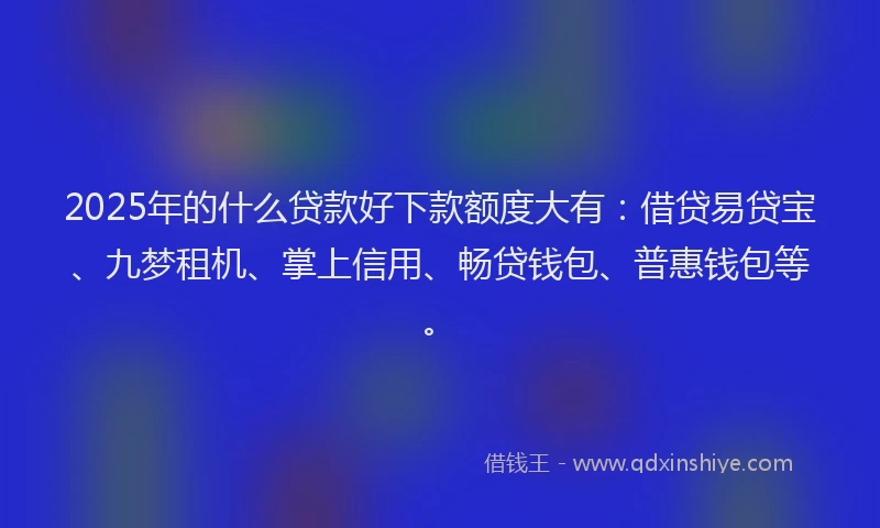 2025年的什么贷款好下款额度大有：借贷易贷宝、九梦租机、掌上信用、畅贷钱包、普惠钱包等。
