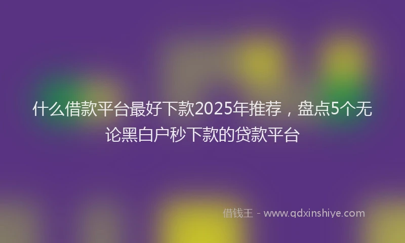 什么借款平台最好下款2025年推荐，盘点5个无论黑白户秒下款的贷款平台