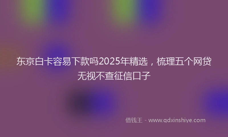 东京白卡容易下款吗2025年精选，梳理五个网贷无视不查征信口子