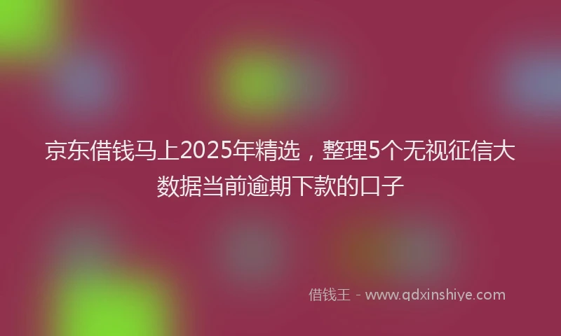 京东借钱马上2025年精选，整理5个无视征信大数据当前逾期下款的口子