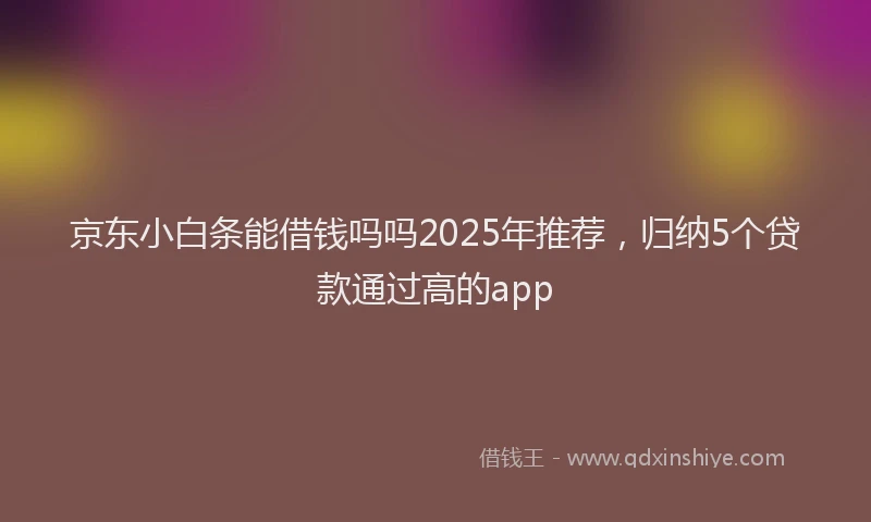 京东小白条能借钱吗吗2025年推荐，归纳5个贷款通过高的app