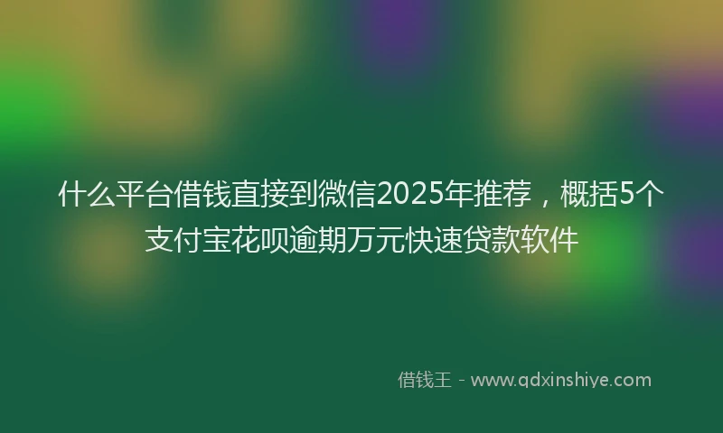 什么平台借钱直接到微信2025年推荐，概括5个支付宝花呗逾期万元快速贷款软件