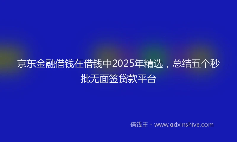 京东金融借钱在借钱中2025年精选，总结五个秒批无面签贷款平台