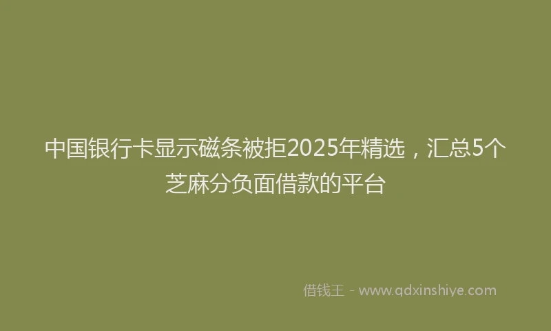 中国银行卡显示磁条被拒2025年精选，汇总5个芝麻分负面借款的平台