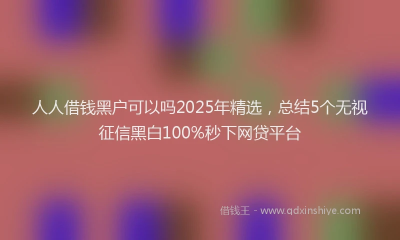 人人借钱黑户可以吗2025年精选，总结5个无视征信黑白100%秒下网贷平台