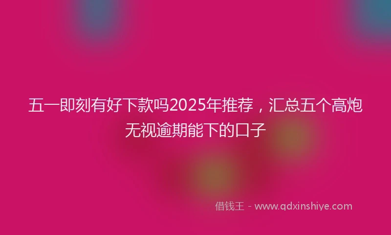 五一即刻有好下款吗2025年推荐，汇总五个高炮无视逾期能下的口子