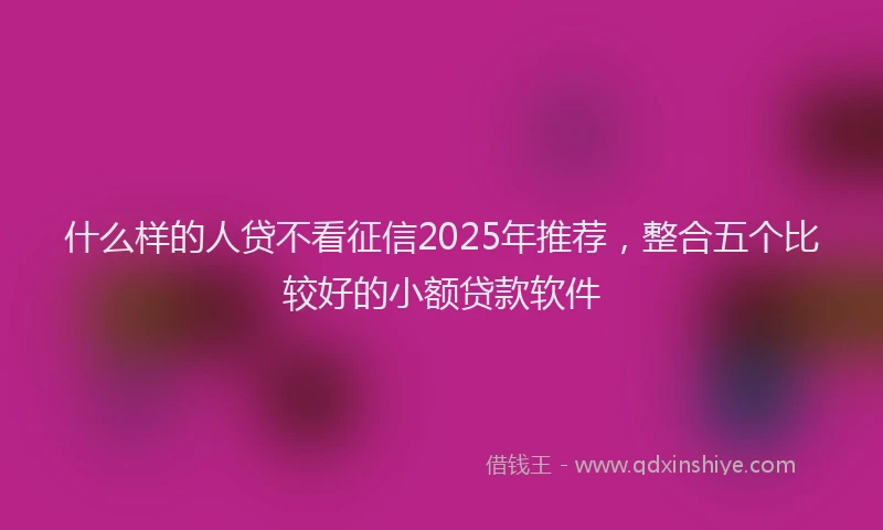 什么样的人贷不看征信2025年推荐，整合五个比较好的小额贷款软件