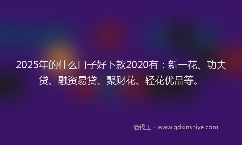 2025年的什么口子好下款2020有：新一花、功夫贷、融资易贷、聚财花、轻花优品等。