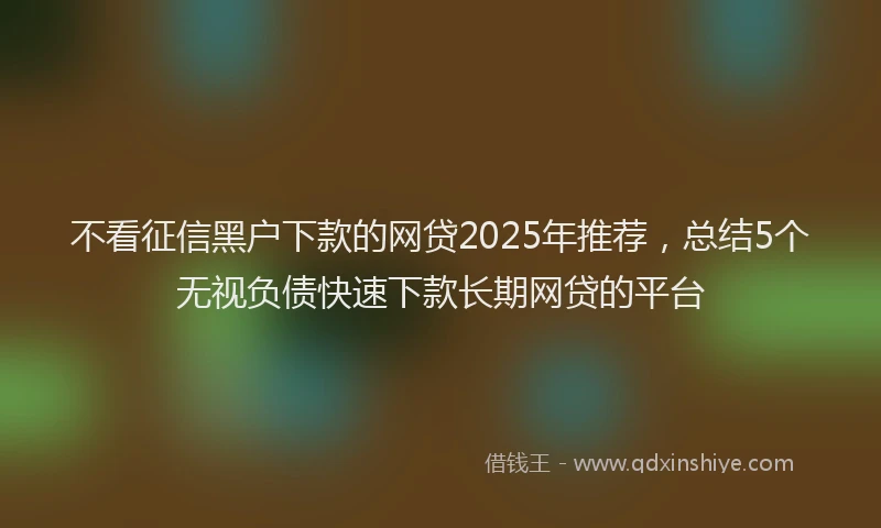 不看征信黑户下款的网贷2025年推荐，总结5个无视负债快速下款长期网贷的平台