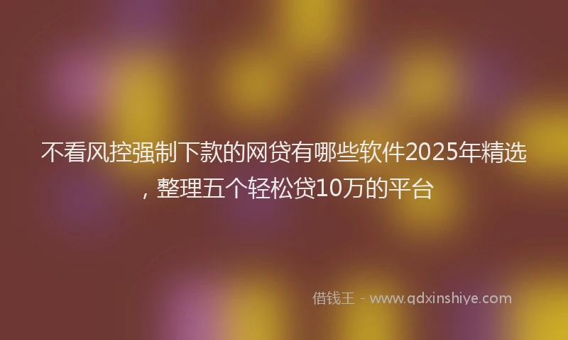 不看风控强制下款的网贷有哪些软件2025年精选，整理五个轻松贷10万的平台