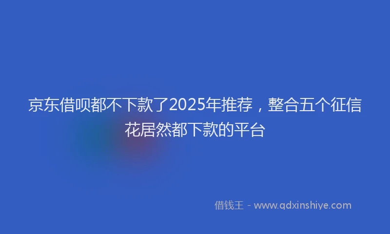 京东借呗都不下款了2025年推荐，整合五个征信花居然都下款的平台
