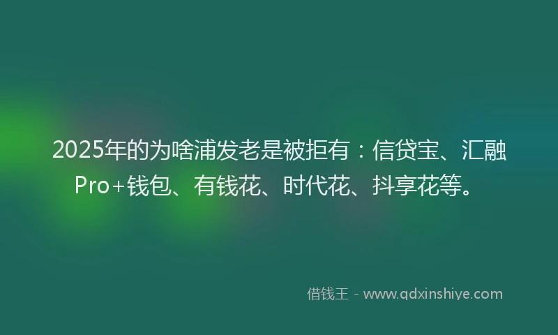 2025年的为啥浦发老是被拒有：信贷宝、汇融Pro+钱包、有钱花、时代花、抖享花等。