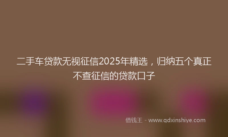 二手车贷款无视征信2025年精选，归纳五个真正不查征信的贷款口子
