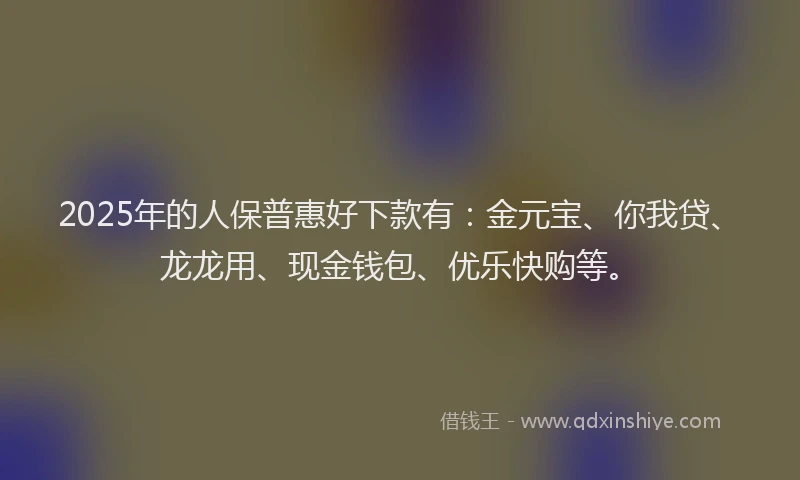 2025年的人保普惠好下款有：金元宝、你我贷、龙龙用、现金钱包、优乐快购等。