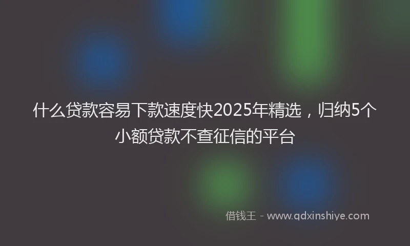 什么贷款容易下款速度快2025年精选，归纳5个小额贷款不查征信的平台