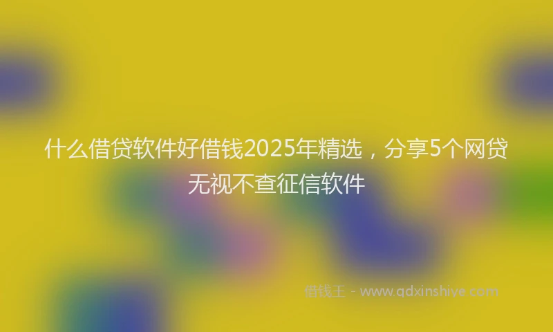 什么借贷软件好借钱2025年精选，分享5个网贷无视不查征信软件