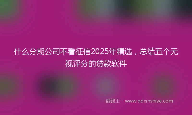 什么分期公司不看征信2025年精选，总结五个无视评分的贷款软件
