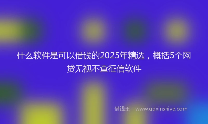 什么软件是可以借钱的2025年精选，概括5个网贷无视不查征信软件