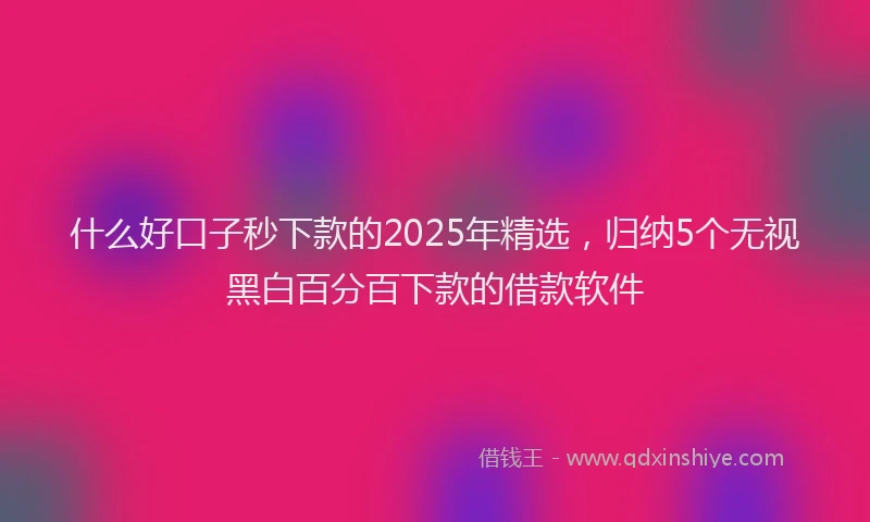 什么好口子秒下款的2025年精选，归纳5个无视黑白百分百下款的借款软件