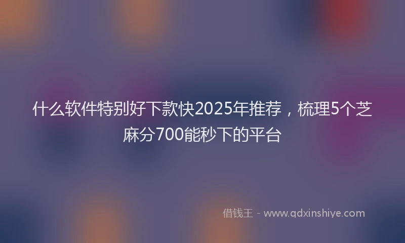 什么软件特别好下款快2025年推荐，梳理5个芝麻分700能秒下的平台