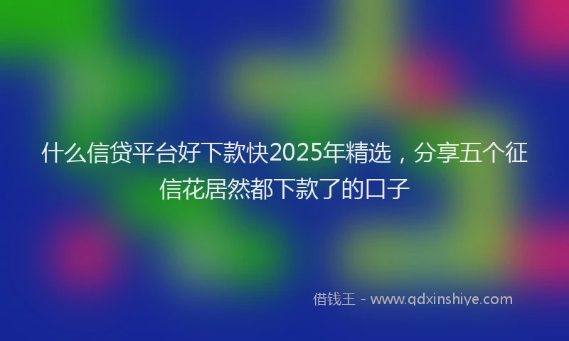 什么信贷平台好下款快2025年精选，分享五个征信花居然都下款了的口子