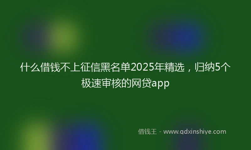 什么借钱不上征信黑名单2025年精选，归纳5个极速审核的网贷app