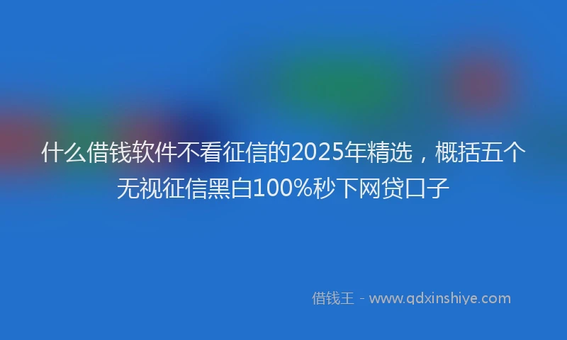 什么借钱软件不看征信的2025年精选，概括五个无视征信黑白100%秒下网贷口子