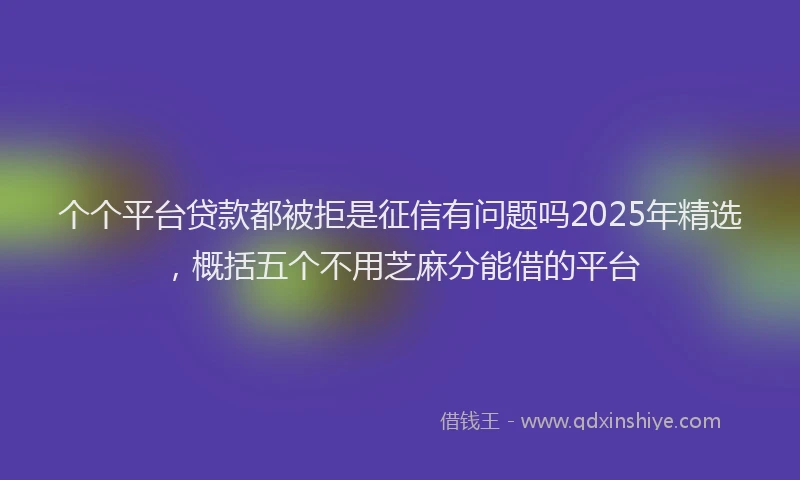 个个平台贷款都被拒是征信有问题吗2025年精选，概括五个不用芝麻分能借的平台