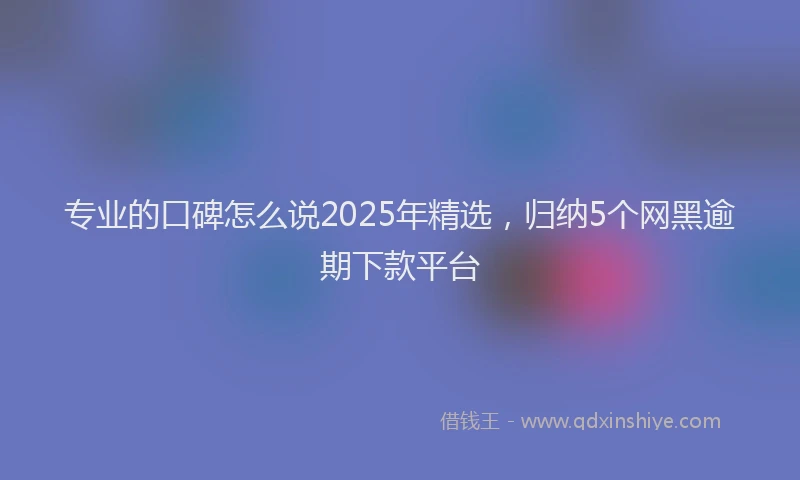 专业的口碑怎么说2025年精选，归纳5个网黑逾期下款平台