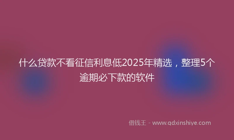 什么贷款不看征信利息低2025年精选，整理5个逾期必下款的软件