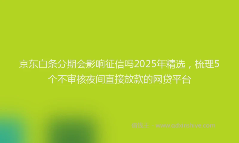 京东白条分期会影响征信吗2025年精选，梳理5个不审核夜间直接放款的网贷平台