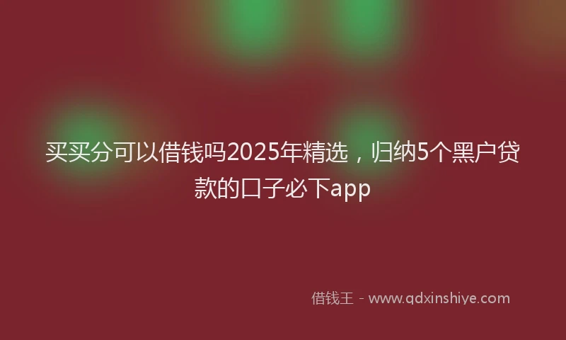 买买分可以借钱吗2025年精选，归纳5个黑户贷款的口子必下app