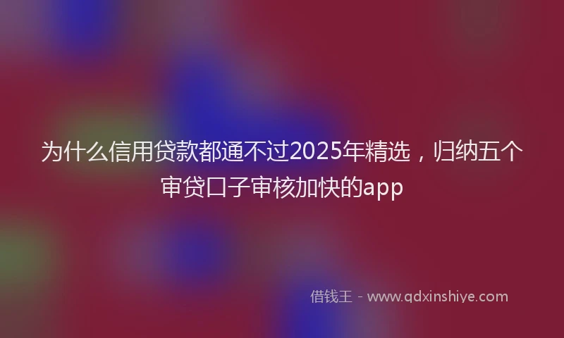 为什么信用贷款都通不过2025年精选，归纳五个审贷口子审核加快的app