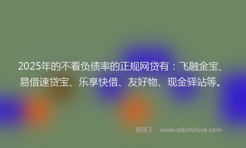 2025年的不看负债率的正规网贷有：飞融金宝、易借速贷宝、乐享快借、友好物、现金驿站等。