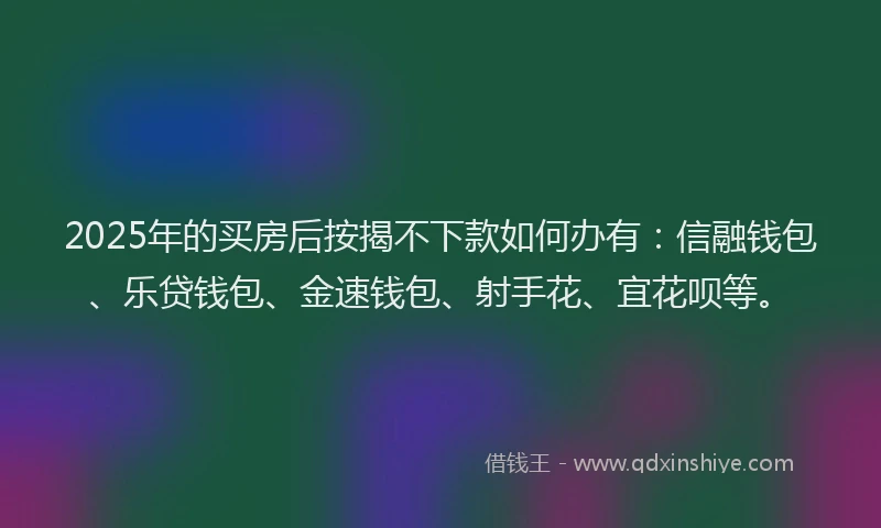 2025年的买房后按揭不下款如何办有：信融钱包、乐贷钱包、金速钱包、射手花、宜花呗等。