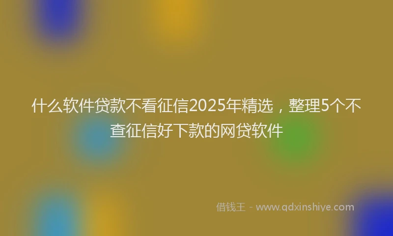 什么软件贷款不看征信2025年精选，整理5个不查征信好下款的网贷软件