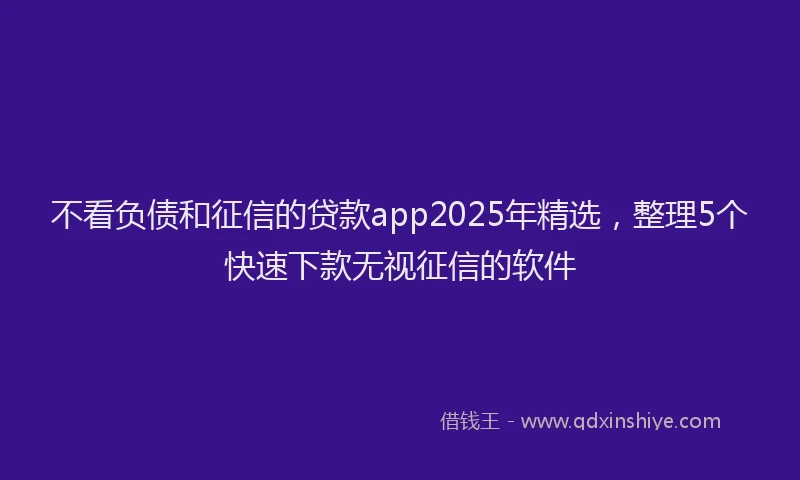 不看负债和征信的贷款app2025年精选，整理5个快速下款无视征信的软件
