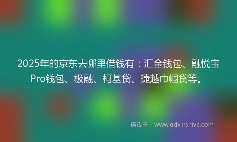 2025年的京东去哪里借钱有：汇金钱包、融悦宝Pro钱包、极融、柯基贷、捷越巾帼贷等。